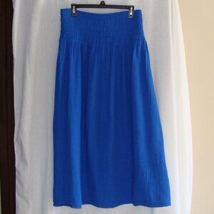 OLD NAVY Cobalt Blue SMOCKED Waist Gauzy MAXI SKIRT Sz XX-LARGE (2XL)